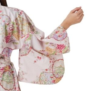 Japanese Pink Floral Kimono Robe One Size Fits Most